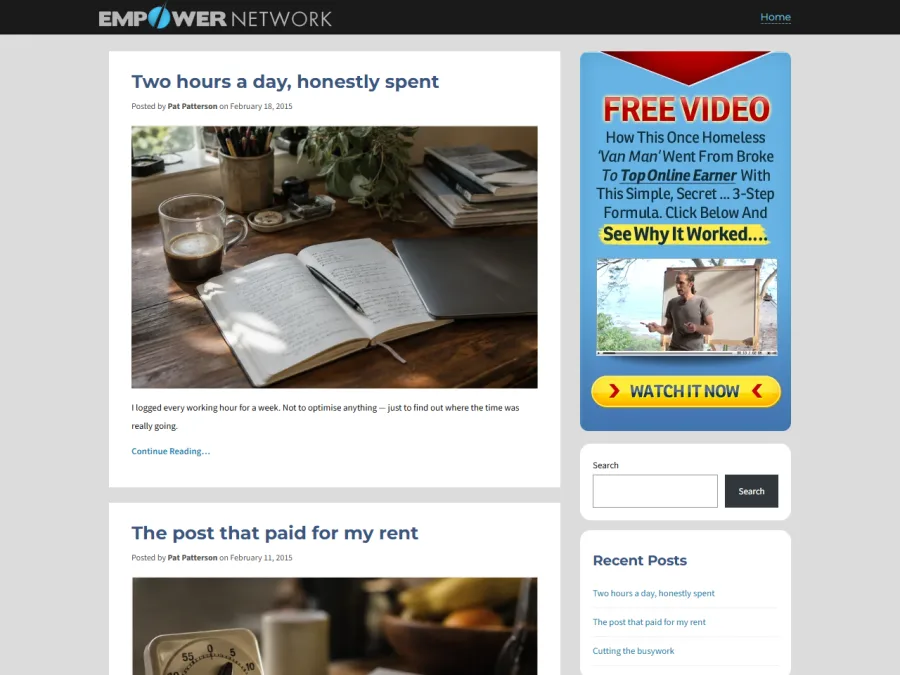 A blog rendered in the Prosperity design