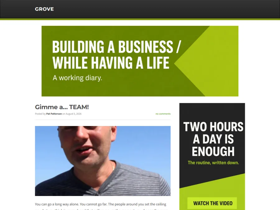 A blog rendered in the Grove design