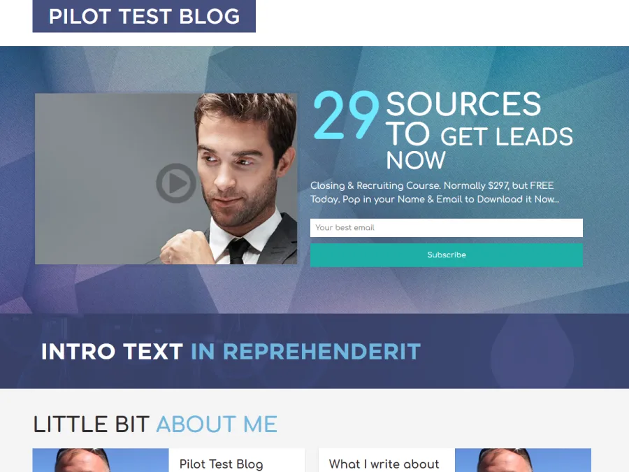 A blog rendered in the Marquee design