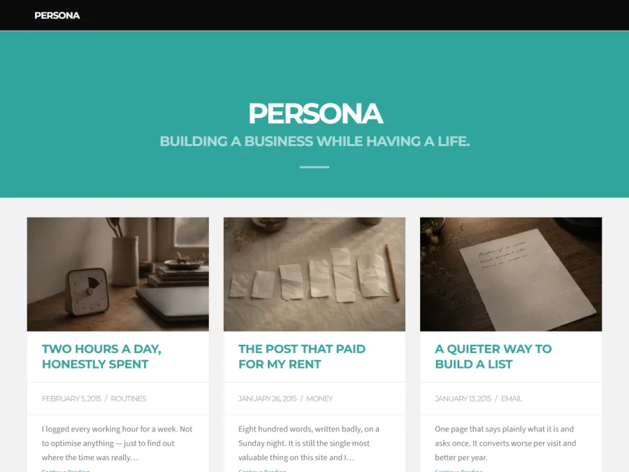 A blog rendered in the Stage design