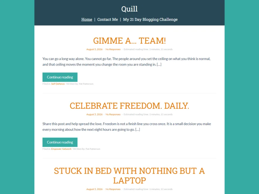 A blog rendered in the Quill design